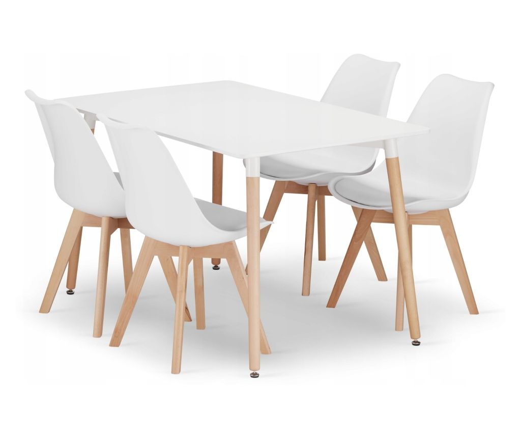 Valora YURO téglalap alakú asztal 120x80 fehér + 4 RIKX fehér szék