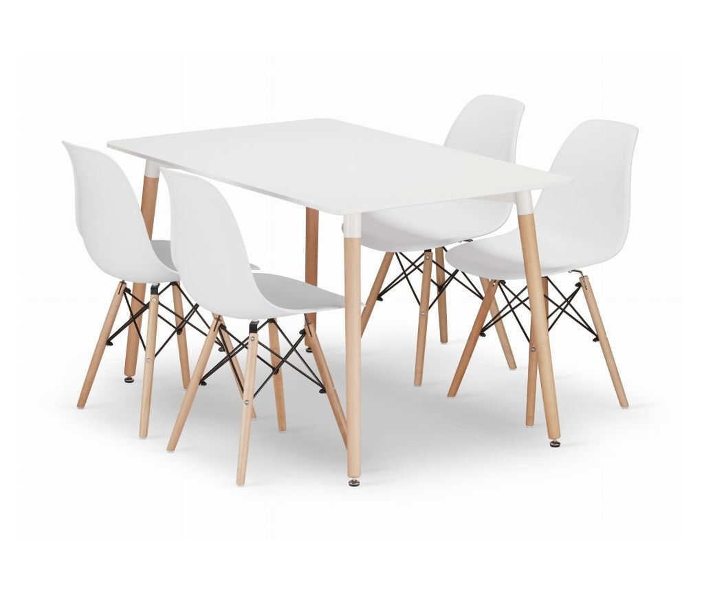 Valora étkezőgarnitúra | YURO 120x80 fehér asztal + 4 OSAKA fehér szék