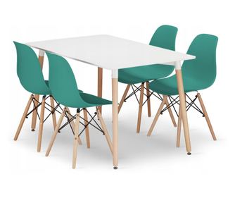 Zestaw do jadalni Valora YURO Biało-Zielony Prostokątny dla 4 osób