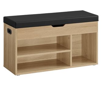 Valora Cipőszekrény Üléssel és Tárolóval – Sonoma Fekete Műanyag