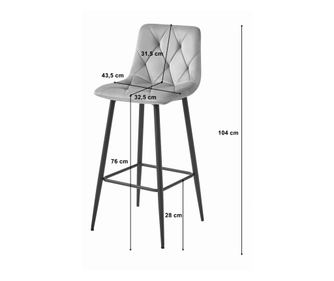 Σετ 2 σκαμπό μπαρ Valora KODA σκούρο ροζ βελούδο με μαύρα ατσάλινα πόδια