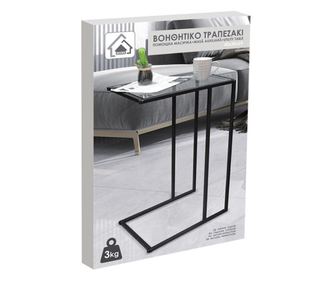 Помощна масичка Home, Метална конструкция, Стъклена повърхност, 40x30x59см, Черен