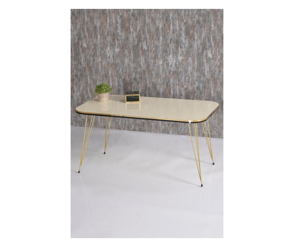 Living Room Table Gold-Cream