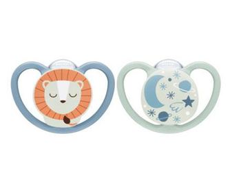 NUK Space Night Silikon-Schnuller 18-36M, 2 St, blau/mint