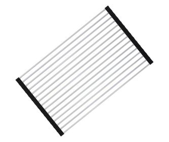 Cyrax Covoras de Scurgere pentru Chiuveta Bucatarie, din Otel Inoxidabil, Suport Chiuveta, Pliabil, Antiderapant, Usor de Curata