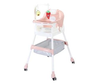 Scaun de Masa pentru Copii, Cyrax, Multifunctional, Pliabil, cu Roti, Cos de Depozitare, din Plastic, Centura de Siguranta, Supo