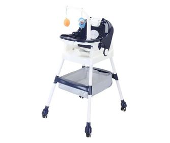 Scaun de Masa pentru Copii, Multifunctional, Pliabil, cu Roti, Cos de Depozitare, din Plastic, Centura de Siguranta, Suport de A
