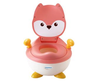 Olita pentru Copii, +6 luni, Compartiment Detasabil, cu Capac, Antiderapanta, din Plastic, Colac Moale, Model Animat Vulpe, cu M