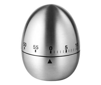 Cronometru de Bucatarie, Mecanic, Forma de Ou, din Otel Inoxidabil, 60 min Timer, 8 x 6 cm, Argintiu