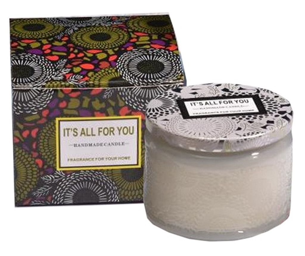 Lumanare Parfumata,  Model Borcan, Alb, Aroma de Flori albe