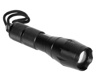VIRONE LT-5 LED zseblámpa, 10W, 800 lm, 3 x AAA, 5 üzemmód, zoom, fekete