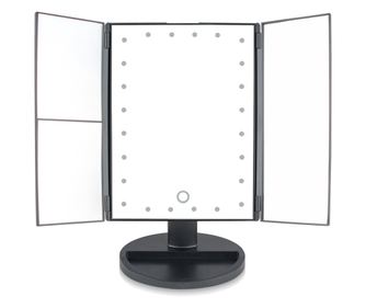 Prémium Álló Kozmetikiai Sminktükör - fekete - 3 féle nagyítással