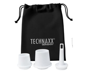 Pompa de aer electrica mini Technaxx TX-261, 13.5W, portabila, baterie 1360 mAh, lumina LED, 5 capete, incarcare USB-C, alb