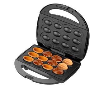 Aparat pentru copt forme coji de nuci, 12 forme, 1200W, Negru, indicator luminos, Placi Neaderente, Adler AD3071