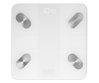 Интелигентен кантар ADLER, анализ на 18 параметъра, LED, 180 кг, 28x28 см, Bluetooth