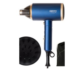 Uscator de par ionizant cu difuzor si maner pliabil, 1800 W, 2 trepte temperatura, Albastru