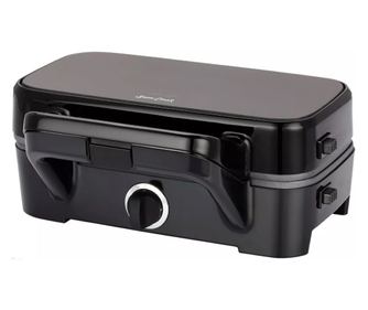 Sandwich maker 3 in 1 Sam Cook PSC-120/B, 1200W, 3 tipuri de placi grill, sandwich, waffle, placi antiaderente, negre