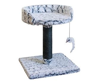 Ansamblu de joaca Pufo Confortable pentru pisici, cu stalp de zgariat si patut pufos pentru odihna, 44 cm, gri