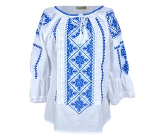 Női blúz RDB2, fehér kakas/kék