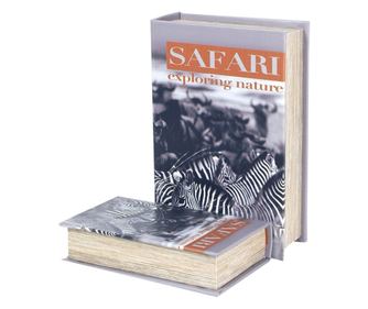 Комплект 2 кутии за книги Safari Zebra от SIGRIS Включва 2 единици Декоративни кутии за книги Етническа колекция Signes Grimalt