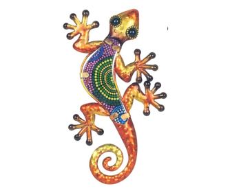 Ornamente de perete metalice Sigris - Șopârle decorative de perete - Ornament de grădină, set de 2 șopârle - 12x21 cm