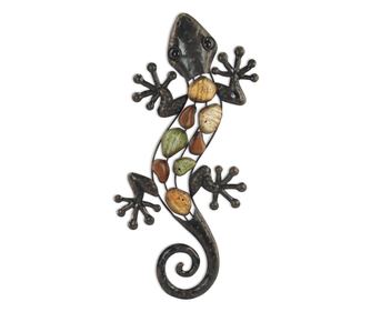 Figurină șopârlă SIGRIS cu piatră colorată Ornament de perete pentru grădină Colecția rustică Signes Grimalt Decor And Go