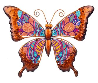 Figurină fluture din metal și sticlă portocalie de la SIGRIS, 24 x 1 x 31 cm