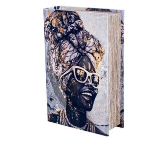 Кутия Африканска Книга 2 Броя MDF Подплатени Поли Кутии Декоративна Кутия за Книги Дървена Кутия 7x18x27см