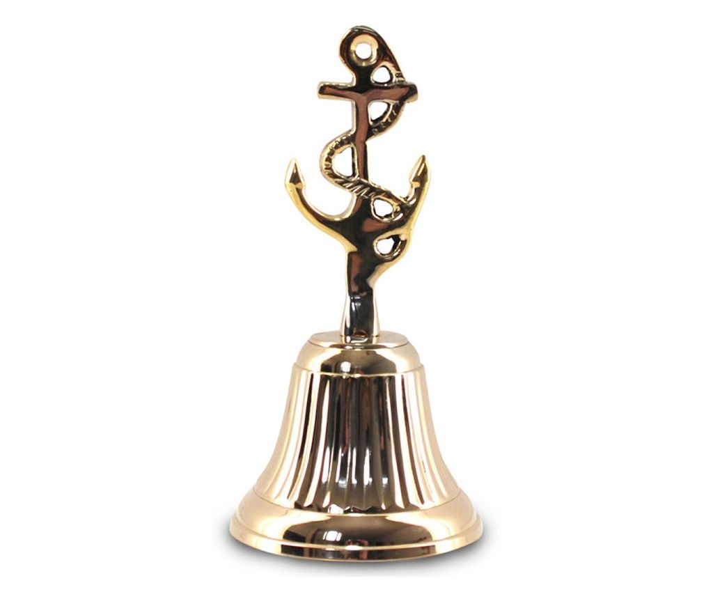 Decor And Go - Campana Marinera cu Figurina Marinera Acla de Baton Aurie Aplică Ornamente Nautice de Perete 14x7x7cm