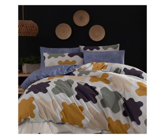 Двойно спално бельо, Majoli Bahar Home Collection, 100% памук ранфорс, 144 TC, за 2 души, 4 части, Patch