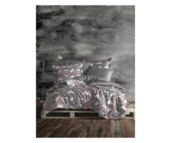 Lenjerie de pat dublu, Majoli Bahar Class Home Collection, 100% bumbac satin, 210TC, 6 piese, Regina Grey