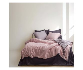 Lenjerie de pat dublu, Majoli Bahar Home Collection, 100% bumbac poplin, 144 TC, pentru 2 persoane, 4 piese, Demeter Garnet