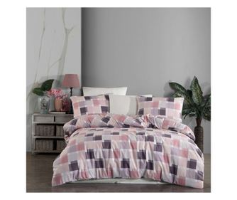 Двойно спално бельо, Majoli Bahar Home Collection, 100% памук ранфорс, 144 TC, 4 части, Голямо розово