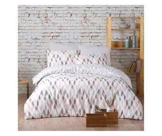 Lenjerie de pat dublu, Majoli Bahar Home Collection, 100% bumbac ranforce, 144 TC, 4 piese, Solo Roz