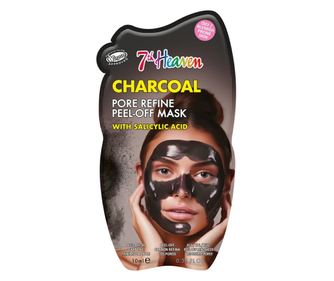 Ексфолираща маска за лице с ефект против черни точки, 7th Heaven Peel-Off Charcoal & Black Clay, 10 мл