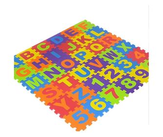 Covor puzzle Rubexim, cifre si litere pentru copii, 36 piese, Multicolor, 9 X 9 cm