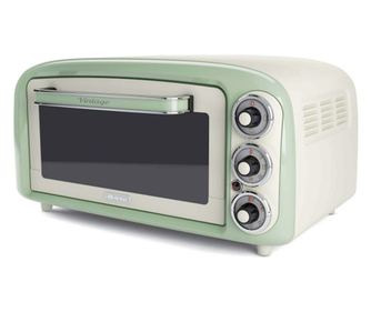 Електрическа фурна Ariete VINTAGE 0979/04, 1380 W, 18 л, 3 режима, До 230C, Двойно термо стъкло, Таймер 60 мин, Бял/Зелен