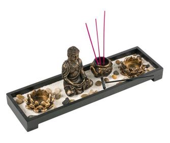 Suport decorativ de lumanari si betisoare parfumate, Buddha