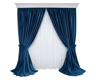 Set de 2 draperii din catifea,albastre, cu rejansa, semiopace , 140x250 cm