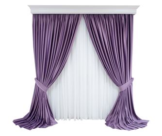 Set de 2 draperii din catifea, mov lila, cu rejansa, semiopace, 140x250 cm