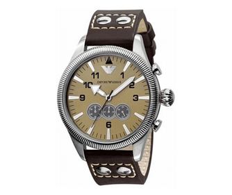 Emporio Armani pánské hodinky Quartz stříbrné hnědé