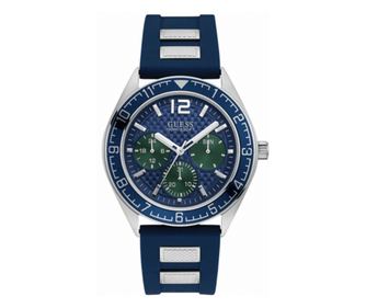 Ρολόι Ανδρικό Guess Quartz ασημί μπλε