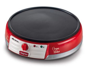 Ariete PARTY TIME 0202/00 Mașină de făcut clătite, 1000W, Acoperire antiaderență, Curățare ușoară, Indicator gata, Roșu