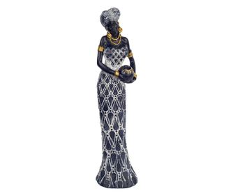 Figurină femeie africană și elefanți maro - 33x6x7 cm