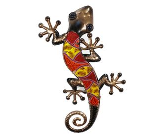 Adorno de perete Lagartija 2u roșu din metal și cristal figurină șopârlă din rășină pentru grădină cm