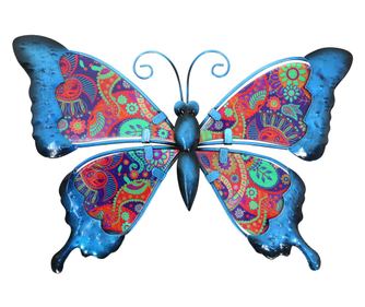 Decor And Go - Perete Perete Albastru Metal și Cristal Figură animală din rășină Figurine pentru grădină cm
