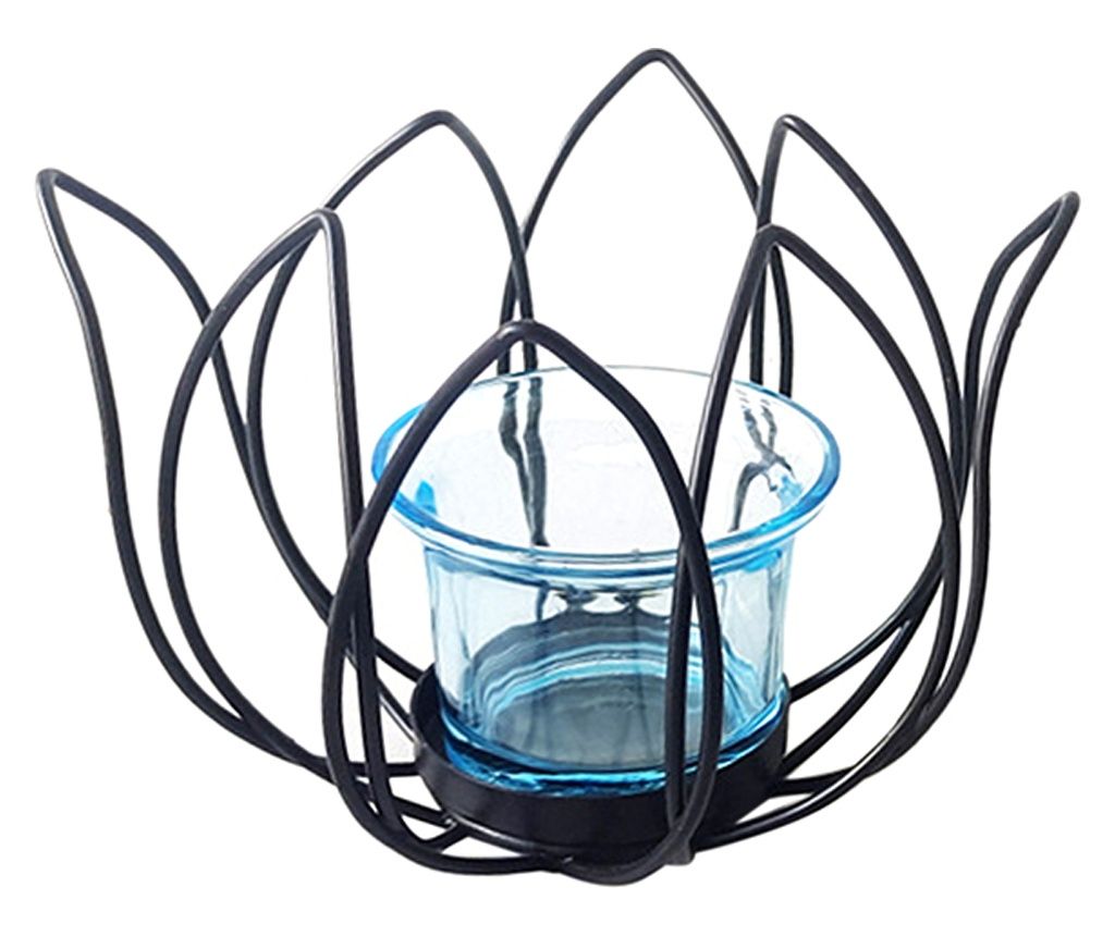 Decoratiuni pentru casa Origin - Suporturi pentru lumanari Flower Pachet 2 unitati Decoratiuni Vaze si suporturi negre - 10x12x1