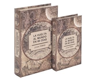 ОРИГЕН Декорация за дома КУТИЯ 2 БРОЯ СВЕТОВНИ КУТИИ КНИГА Правоъгълни кафяви кутии за книги - 26x17x5см