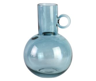 Vază de cristal ORIGEN Home Decor cu mânere și suport, vază albastră - 21x15x15cm