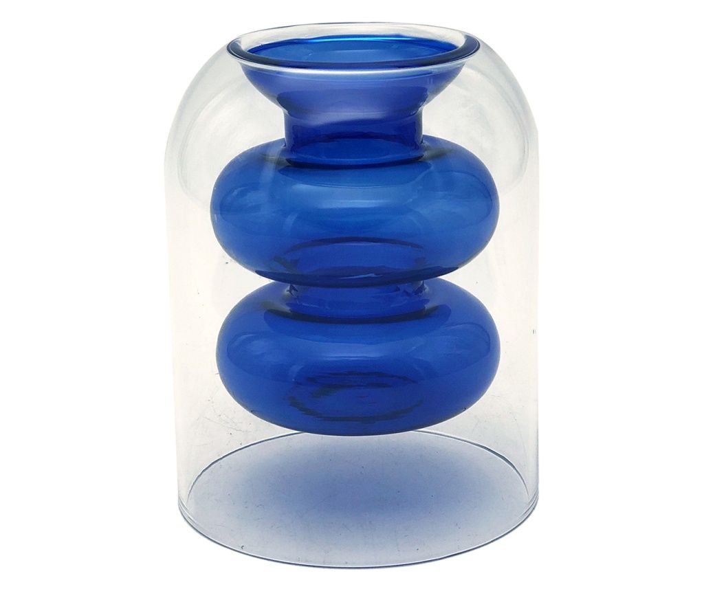 ORIGEN Home Decor Crystal vase vases and holder Blue vase - 11x9x9cm